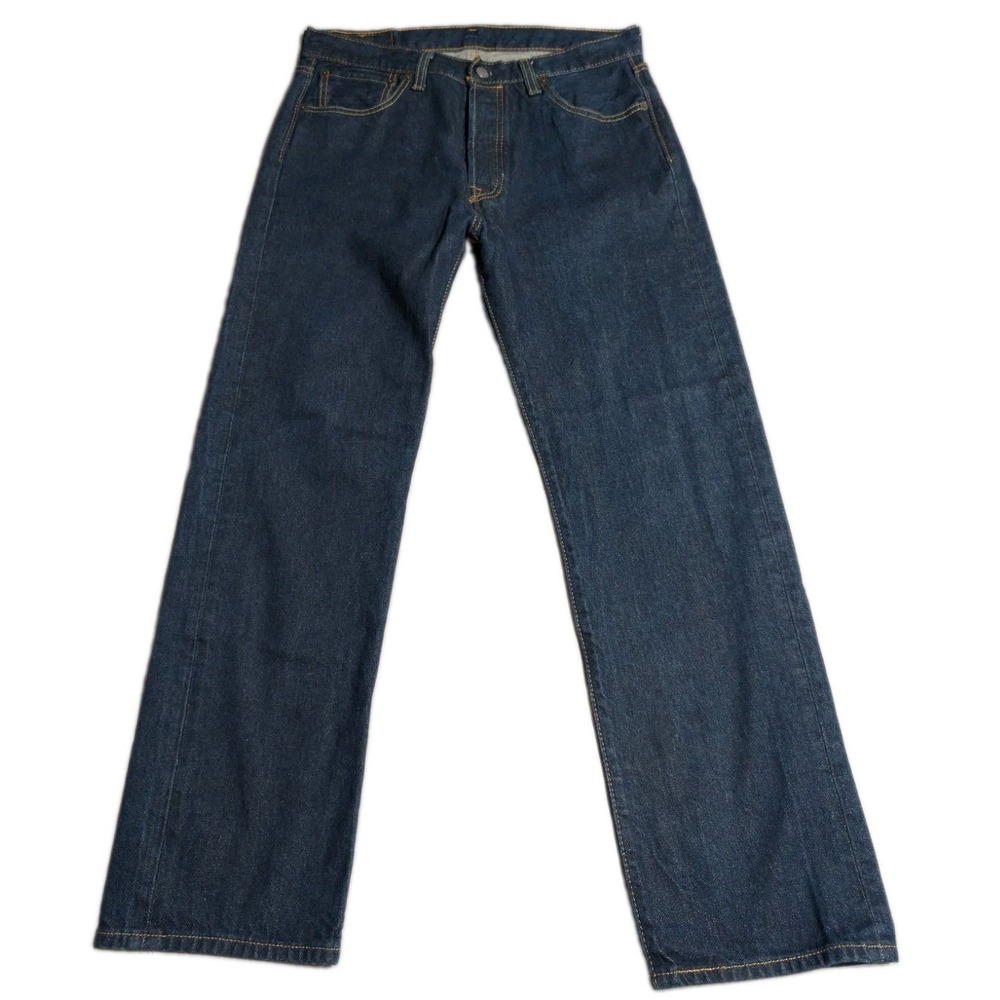 Levis 501 Original Fit Jeans Mens 34x31 Dark Wash Button Fly Straight Leg Denim